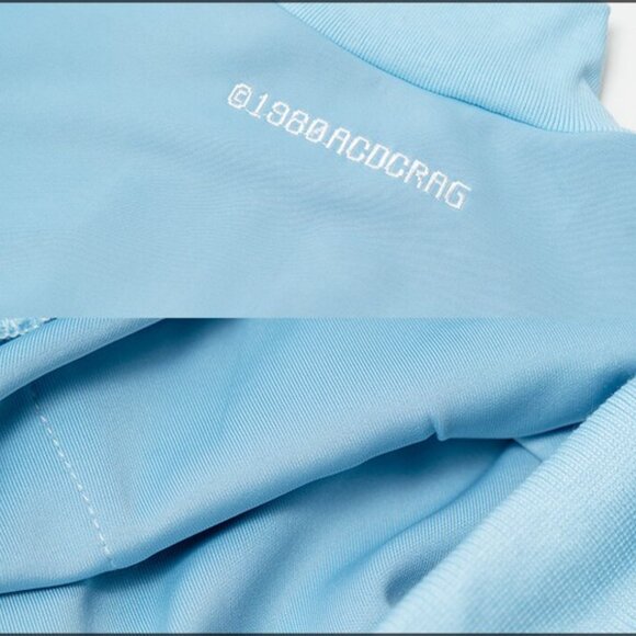 NEW ACDC RAG - Game Over Pastel Blue Jersey Oversized Jacket - Picture 7 of 8